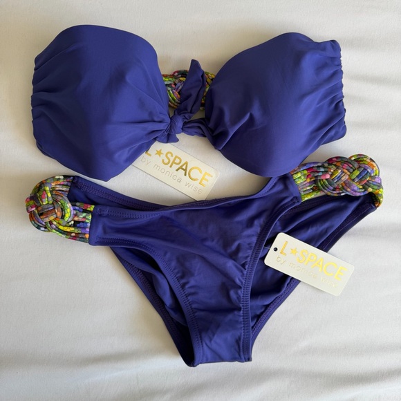 l*space Other - NWT L*Space "Tesserae" Purple Iris Colorful Knot Macrame Back Bandeau Bikini